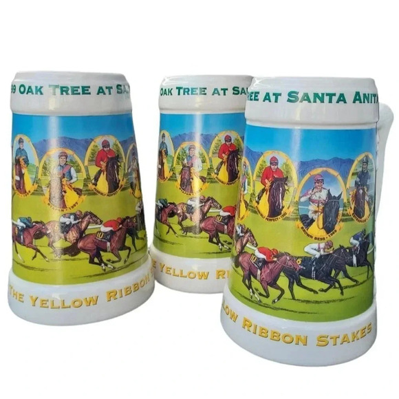 Vintage 1999 Oak Tree Santa Anita Yellow Ribbon Stakes Horse Racing Stein Mug(3) - Picture 3 of 4
